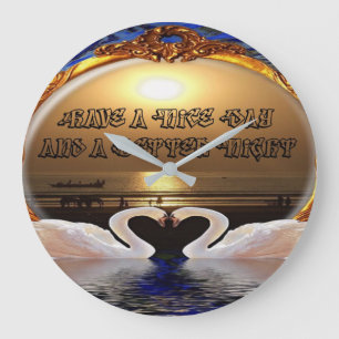 Have A Nice day and a Nice Night.silver Large Clock