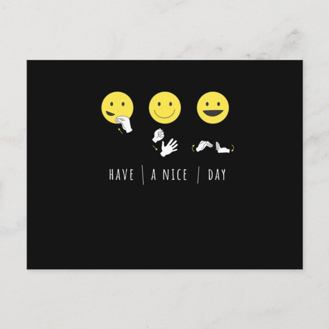 Have A Nice Day Deaf Pride Asl Sign Language Postcard (Front)