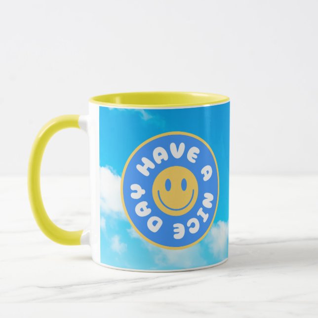 Have A Nice Day happy face yellow handle mug (Left)