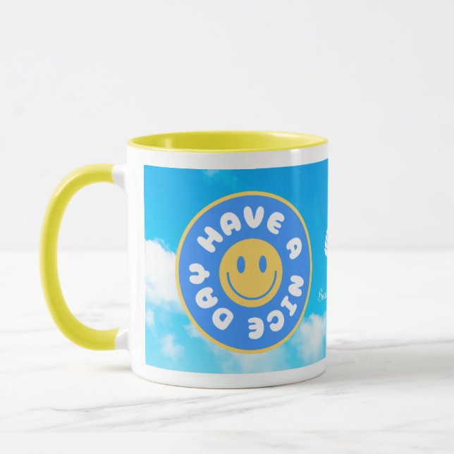 Have A Nice Day happy face yellow handle mug (Left)