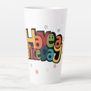 "Have a Nice Day" Retro Tall Latte Mug with Stars 