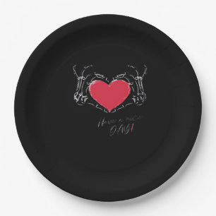 Have A Nice Day! Skeleton Hands With Heart Classic Paper Plate