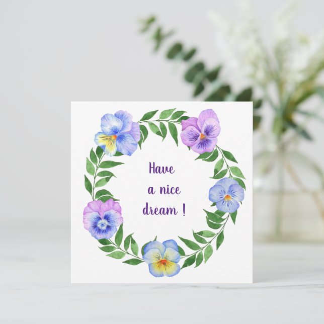 Have a nice dream! Watercolor  flowers   Invitation (Standing Front)