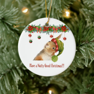 Have a Nutty Good Christmas Squirrel Custom Year Ceramic Tree Decoration