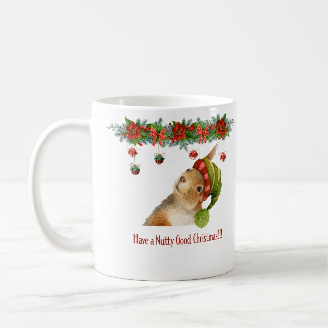 Have a Nutty Good Christmas Squirrel Holiday Coffee Mug (Left)