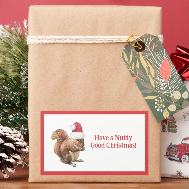 Have a NUTTY Good Christmas Squirrel Holiday  Rectangular Sticker (Holiday)