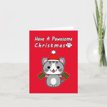 Have A Pawesome Christmas - Grey Tabby Cat