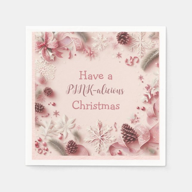 Have A PINK-alicious Christmas Napkin (Front)