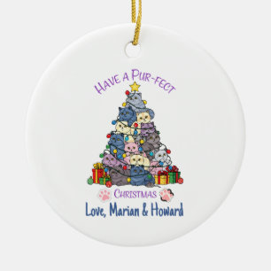 Have a Pur-fect Christmas Cat Lovers Ceramic Tree Decoration