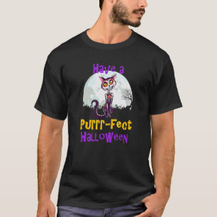 Have A Purrr Fect Halloween Sugar Skull Skeleton T-Shirt