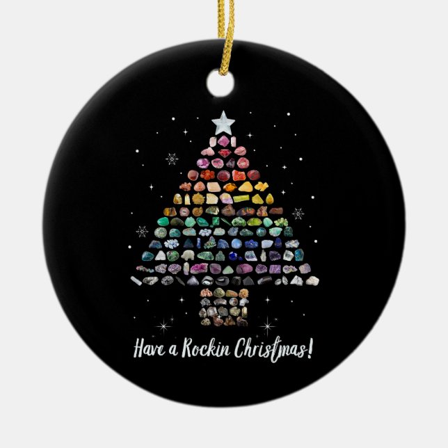 Have A Rockin Christmas Crystal Gem Tree Rockhound Ceramic Tree Decoration (Front)