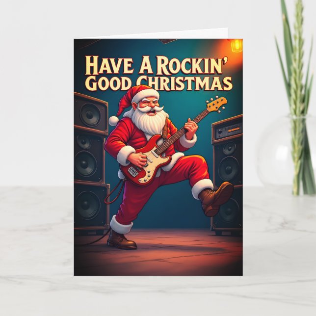 Have A Rockin' Good Christmas Folded Greeting Card (Front)