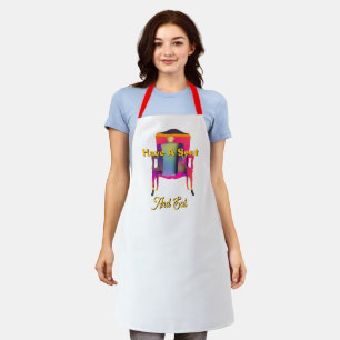 Have A Seat And Eat White Red Strap White Apron