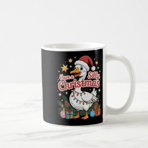 Have A Silly Christmas Funny Goose Santa Hat Light Coffee Mug