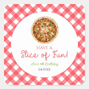 Have A Slice of Fun! Pizza Birthday Party Square Sticker