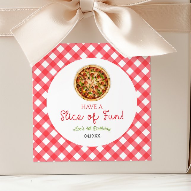 Have A Slice of Fun! Pizza Birthday Party Square Sticker (Creator Uploaded)