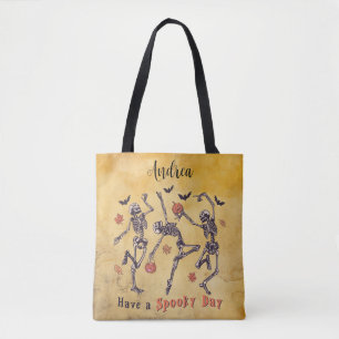 Have a Spooky Day Dancing Skeletons   Tote Bag