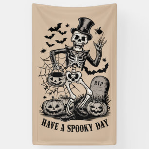 Have a spooky Day Halloween Witch Skeleton  Banner