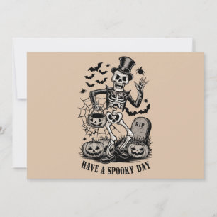 Have a spooky Day Halloween Witch Skeleton  Invitation