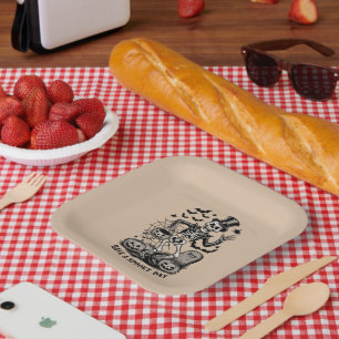 Have a spooky Day Halloween Witch Skeleton  Paper Plate