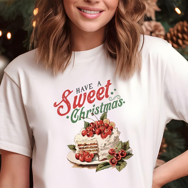 Have a Sweet Christmas Cake Retro Holiday Tri-Blend Shirt (Creator Uploaded)