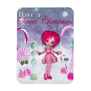 Have a Sweet Christmas :: Pink Cookie Poser Girl Magnet