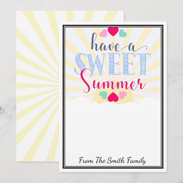 have a sweet summer teacher gift money CARD HOLDER (Front/Back)