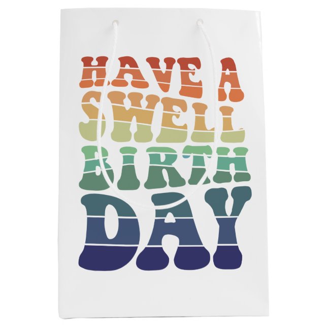 Have a Swell Birthday modern rainbow typography Medium Gift Bag (Front)