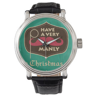 Have a Very Manly Christmas Vintage Leather Strap Watch