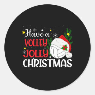 Have A Volley Jolly Christmas Volleyball Santa Hat Classic Round Sticker