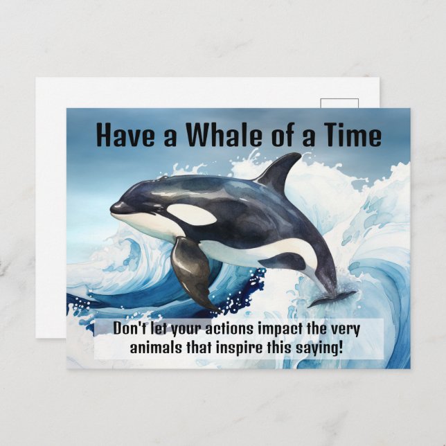 "Have a Whale of a Time" Pivotal Idiom with Orca Postcard (Front/Back)