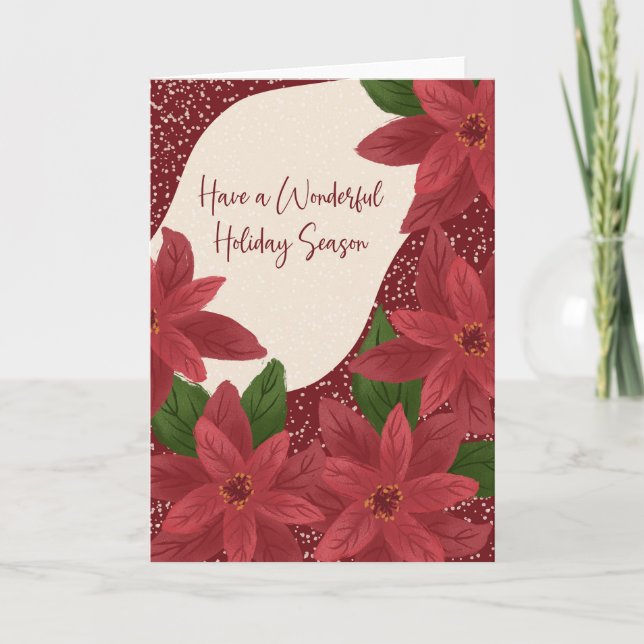 Have a Wonderful Holiday Season Poinsettias Card (Front)