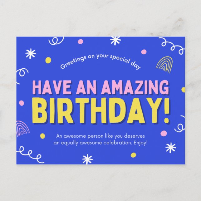 Have an amazing birthday! postcard (Front)