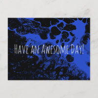 Have an Awesome Day! Black Marble Bright Blue