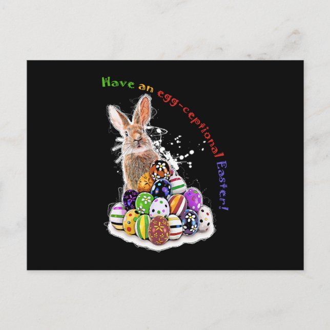 Have an egg-ceptional Easter! Easter Bunny Eggs Holiday Postcard (Front)