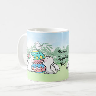 Have an eggselent day bunnies coffee mug