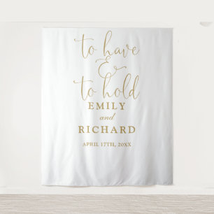 Have And To Hold Chic Gold Wedding Photo Backdrop Tapestry