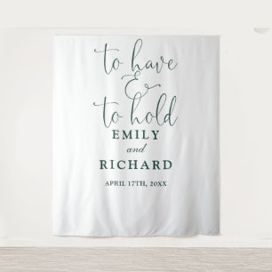 Have And To Hold Emerald Wedding Photo Backdrop Tapestry