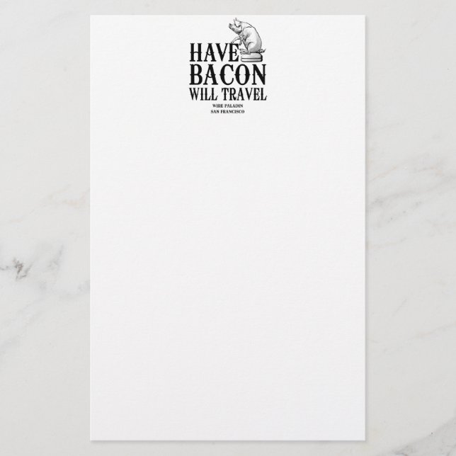 Have Bacon Will Travel Stationery (Front)
