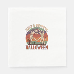 Have Bootiful Halloween Skeleton Hands Cat Skull W Napkin