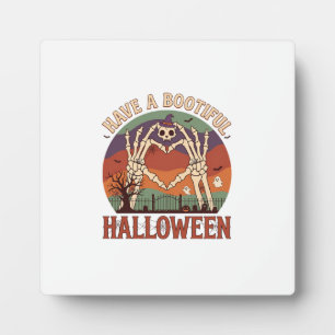 Have Bootiful Halloween Skeleton Hands Cat Skull W Plaque