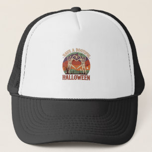 Have Bootiful Halloween Skeleton Hands Cat Skull W Trucker Hat