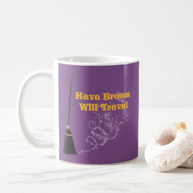 Have Broom Will Travel Halloween Mug (With Donut)