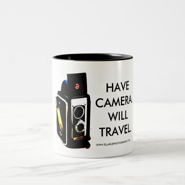 HAVE CAMERA.WILL TRAVEL. AWESOME MUG! Two-Tone COFFEE MUG (Center)