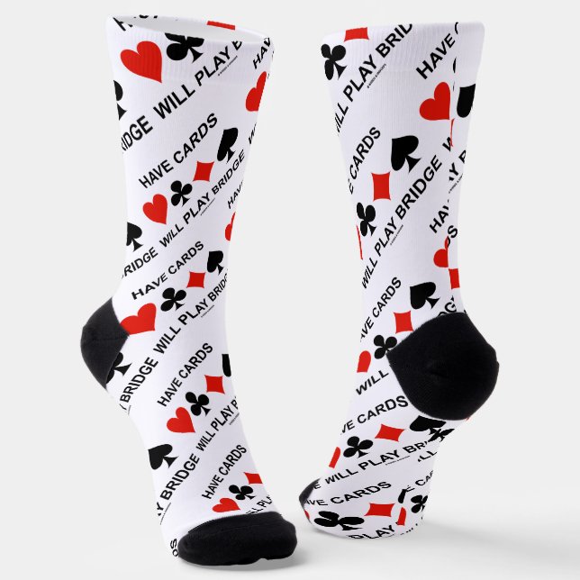 Have Cards Will Play Bridge Four Card Suits Socks (Angled)