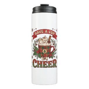 Have Cup Cheer Christmas Plaid Mug Hot Cocoa Snowm