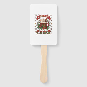 Have Cup Cheer Christmas Plaid Mug Hot Cocoa Snowm Hand Fan