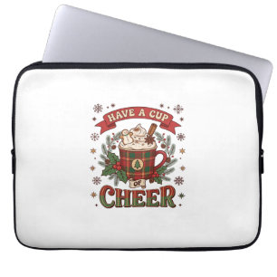 Have Cup Cheer Christmas Plaid Mug Hot Cocoa Snowm Laptop Sleeve