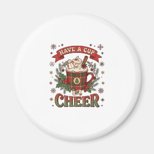 Have Cup Cheer Christmas Plaid Mug Hot Cocoa Snowm Magnet