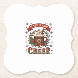 Have Cup Cheer Christmas Plaid Mug Hot Cocoa Snowm Paper Coaster